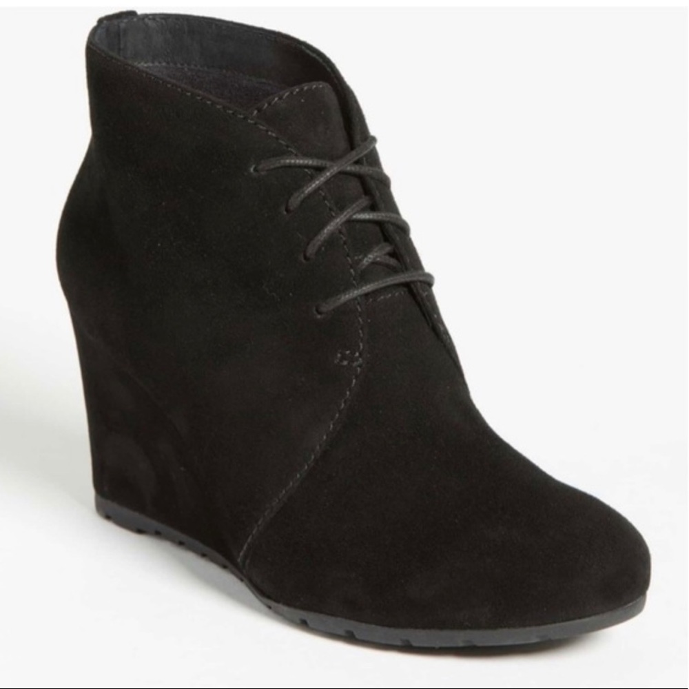 Black wedge booties